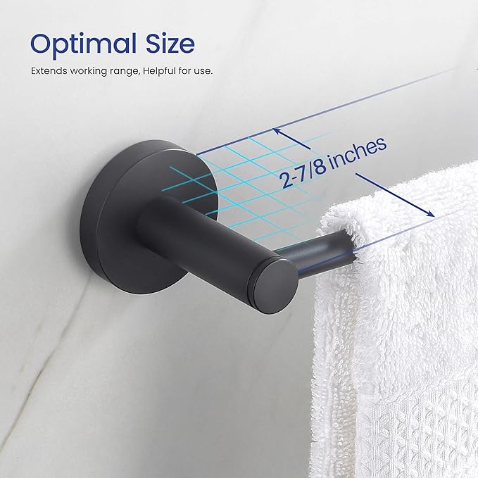 KIBI Circular 2-Piece Bathroom Hardware Set in Matte Black – Includes Wall Mounted Towel Bar & Toilet Paper Holder – Modern, Durable, Rust-Resistant Bathroom Accessories (Matte Black, C-KBA14-2-1)