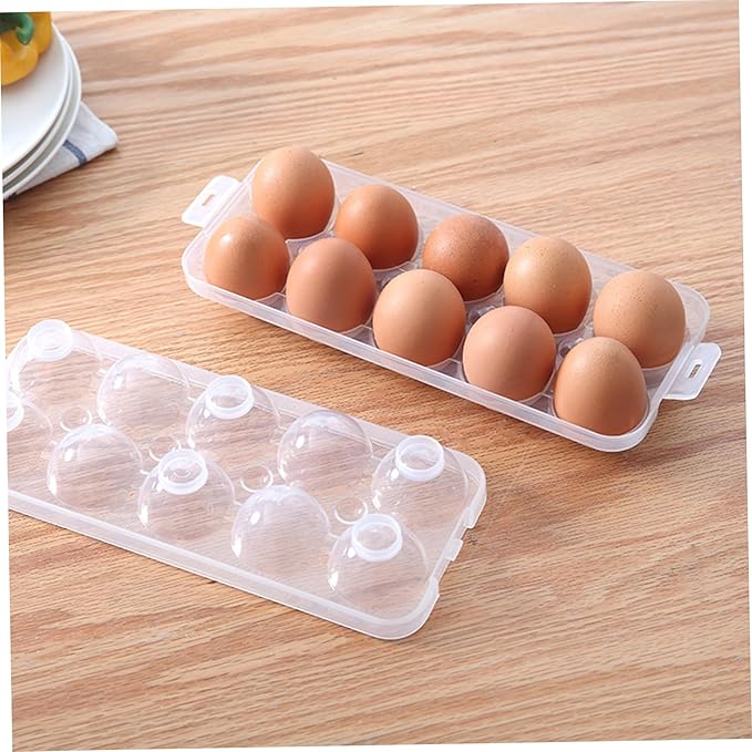 Deviled Egg Containers with Lid, 10 Slots Clear Egg Holder for Fridge Storage Portable Deviled Tray with Snap Lock Stackable Reusable Plastic Tray for Eggs