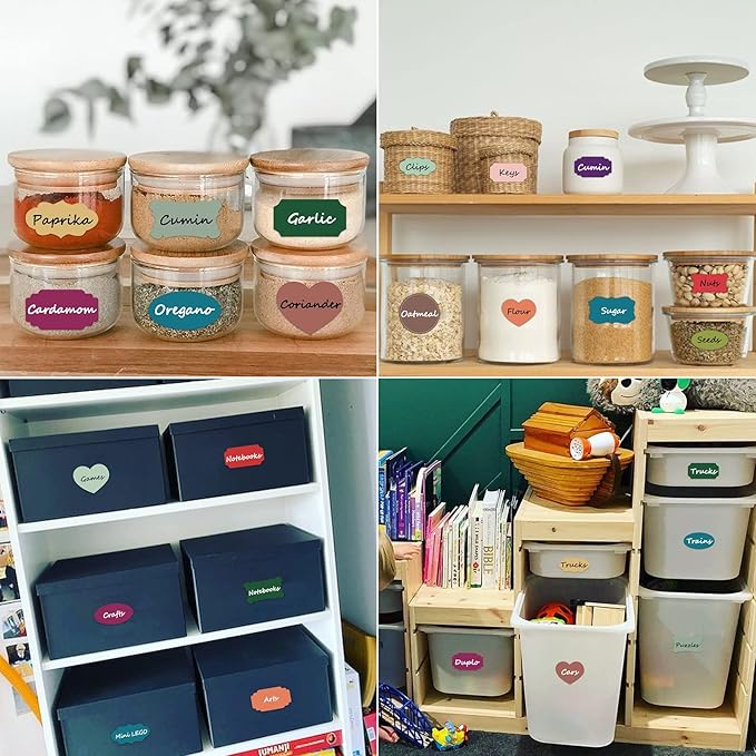 Nardo Visgo Colored Chalkboard Labels: 168 Premium Stickers + 2 Chalk Markers-Waterproof Removable Reusable Chalkboard Stickers,Perfect for Decorating Your Mason Jars Pantries Crafts and Offices