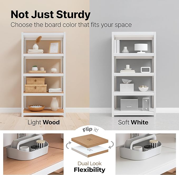 HOMEDANT House 5-Tier Metal Rolling Cart Shelf Rack Casters Heavy Duty Laminated Wheel Shelving Unit Adjustable Utility Storage Shelves Organizer Shelf Kitchen Garage (1, (M) 36.2" W, White)