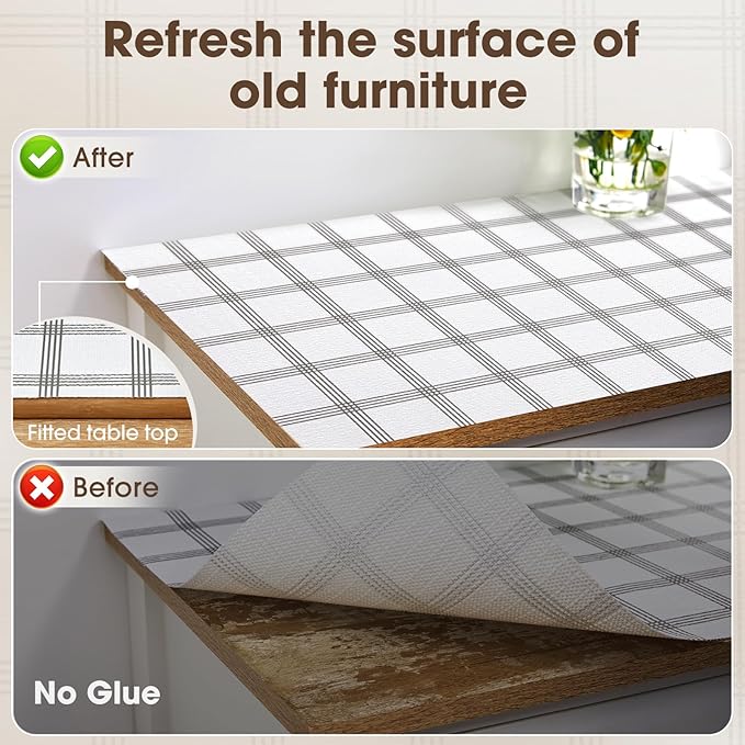 ALIUNI Drawer and Shelf Liner, Non-Slip Kitchen Cabinet Liners Non-Adhesive Thick Strong Grip Waterproof Washable Mats Protect Dresser Shelves Cupboard Bathroom Cabinets, White Stripes, 24IN X 10FT