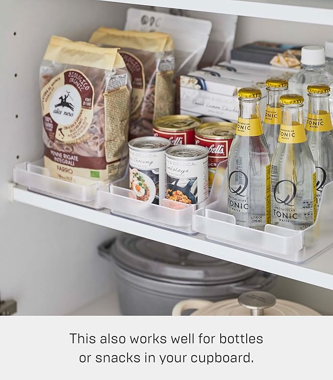 Yamazaki Home Tower Soda Can Organizer Dispenser For Refrigerator - Pop Or Bottle Holder For Fridge Or Cupboard Pantry With Handle - Abs Plastic -