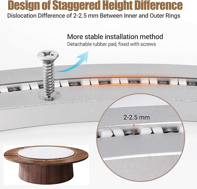 20 Inch Lazy Susan Heavy-Duty Aluminium Alloy Rotating Bearing Lazy Susan Hardware- Mute Bearing Turntable Ring Hardware for Dining and DIY Furniture (Capacity up to 660lb)
