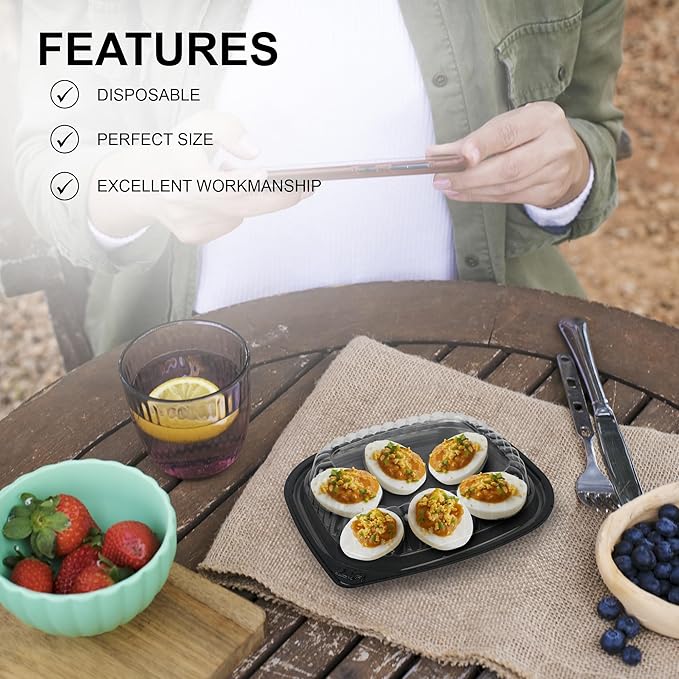 MT Products Clear Deviled Egg Containers Holds 6 Eggs 6.5" x 5.63" x 1.19" - Durable Egg Platter Tray (Pack of 12) - Made in the USA