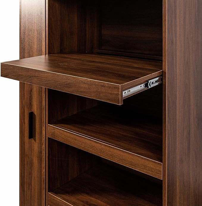 70.87" Tall Kitchen Pantry Storage Cabinet with Pull-Out Shelf, Glass Doors, 2 Drawers & Side Shelves, Freestanding Wood Hutch Cupboard with Microwave Stand for Dining Room, Coffee Bar, Walnut