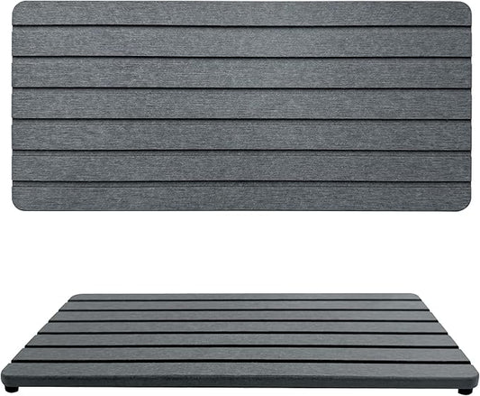 2 PCS Water Absorbent diatomite Coasters, 12" x 5.5" Water Absorbing Stone Tray for Sink, Stone Drying mat for Kitchen Counter, Stone soap Tray Used for Hand Soaps & toiletries & Plants