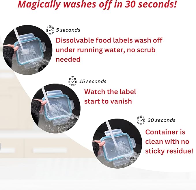 ATL Direct 2x1 Dissolvable Food Labels, 250 Label Stickers, Bottle Labels for Storage Bins, Sticker Labels for Food containers, (250, Red)