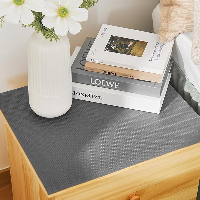 ALIUNI 100% EVA Shelf Liner for Kitchen Cabinet, 12" x 240" Drawer Liners Non Adhesive Non Slip Waterproof Plastic Paper, Dresser Pantry Bathroom Refrigerator Protector, Grey