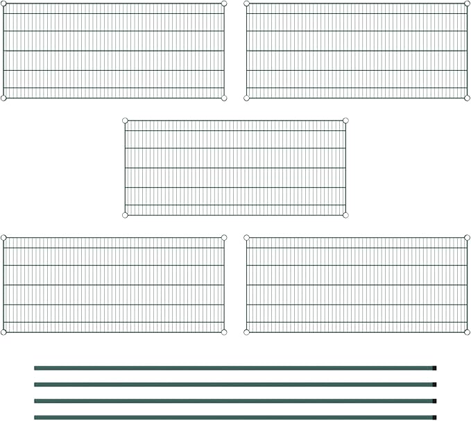 Commercial NSF Listed Green Epoxy Stationary Wire Shelving Kit 24" x 54" x 96", with 5 Shelves Perfect for Warehouse, Walk-in Refrigerator, Freezer, Grocery Store, Restaurant, Dishroom