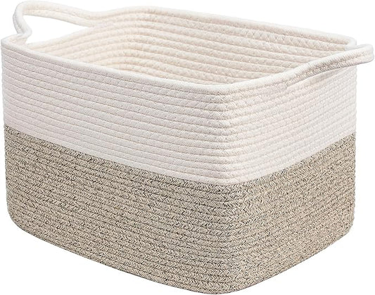 Goodpick Woven Storage Baskets for Organizing, Baby Basket for Gifts, Dog Toy Storage Bins for Shelves, Cute Baskets for Home Decor, Rope Basket for Towels, 13" x 10" x 9", Brown