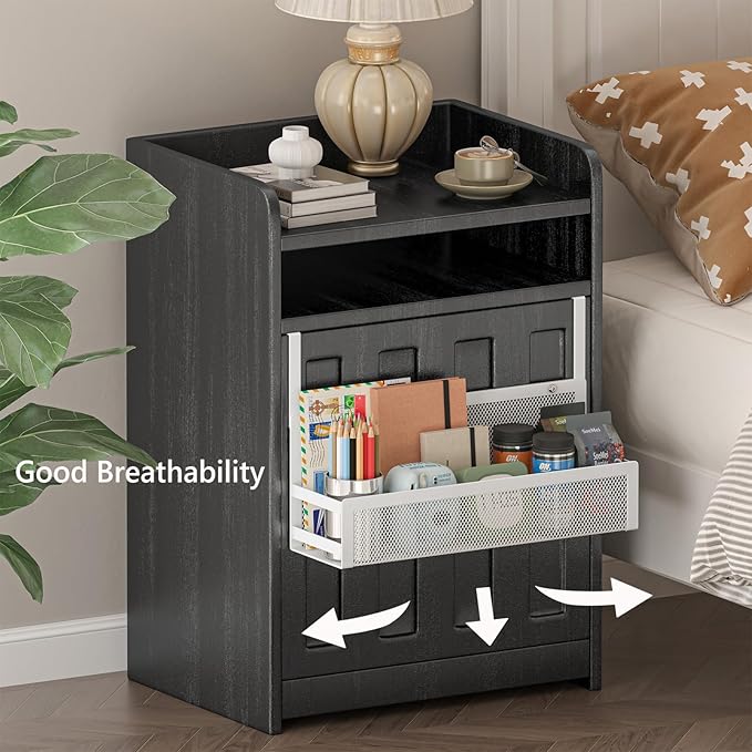 Hanging Kitchen Baskets Fine Mesh Wire Storage Basket Over Cabinet Door Organizer No Drilling Required for Kitchen Bathroom Office, Small, 2 Pack.