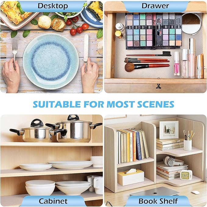 MooiFun Drawer Liners, Waterproof Shelf Liner, Anti-Slip Non-Adhesive BPA Free Kitchen Cupboard Cabinet Liner Refridge Fridge Mats Sink Protector Strong Durable for Home (Clear/23.6in x 20Ft)
