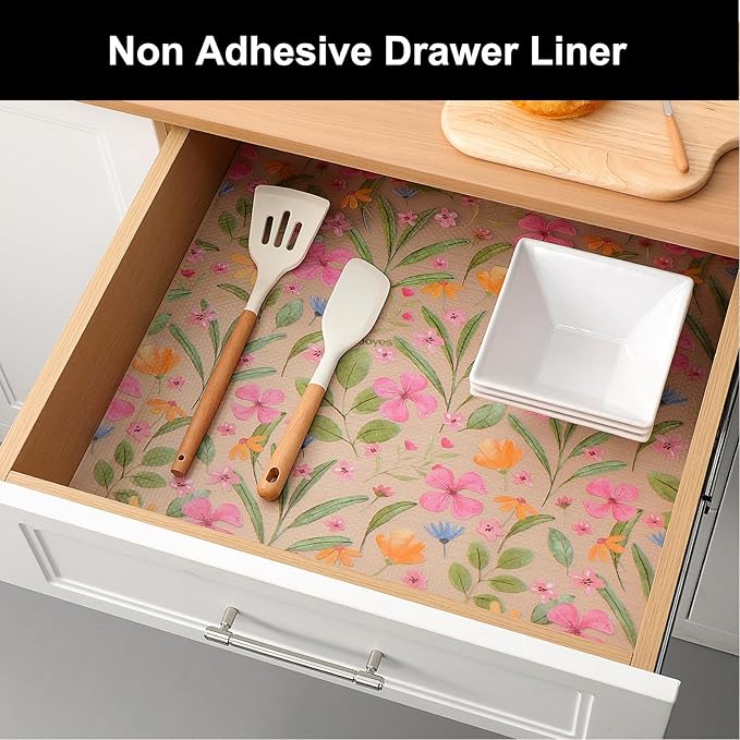 Cooyes Shelf Liner – Premium Non-Adhesive Cabinet & Drawer Liner for Kitchen – Waterproof Shelf Paper with Modern Pattern – Durable EVA Cabinet Mat – Easy to Cut （12" W x 360" L）