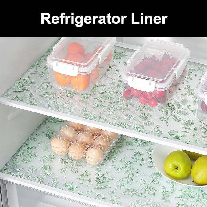 Cooyes Shelf Liners for Kitchen Cabinets Refrigerator Liners Waterproof & Oil-Proof Kitchen Cupboard Liner Drawer Mats EVA Material Non Adhesive Fridge Liner for Shelves（11.8" W x 236" L）