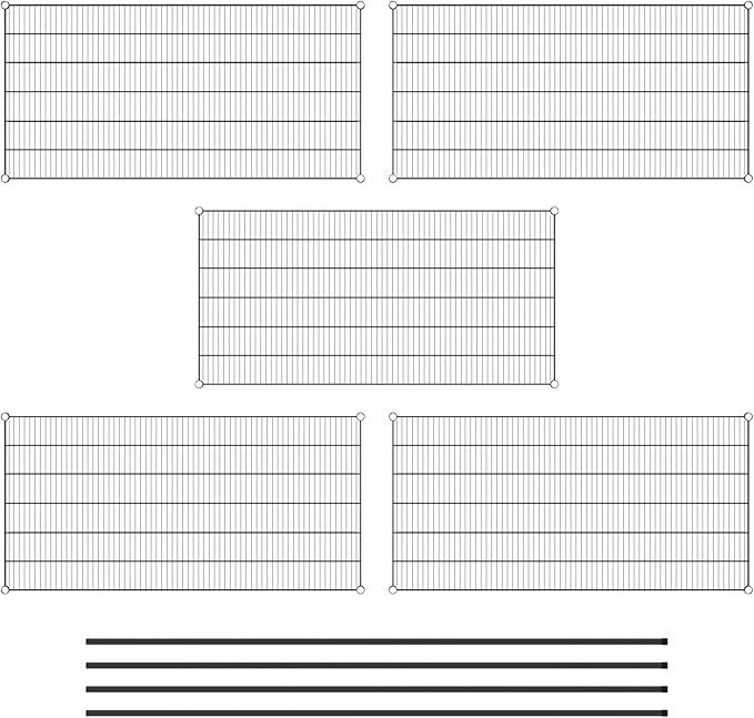 Commercial NSF Listed Black Epoxy Stationary Wire Shelving Kit 30" x 60" x 96", with 5 Shelves Perfect for Warehouse, Walk-in Refrigerator, Freezer, Grocery Store, Restaurant, Dishroom