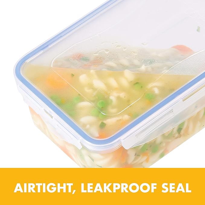 LOCK & LOCK LocknLock Easy Essentials Airtight Rectangular Tall Food Storage Container 7.61 Cup, 4 Piece, Clear