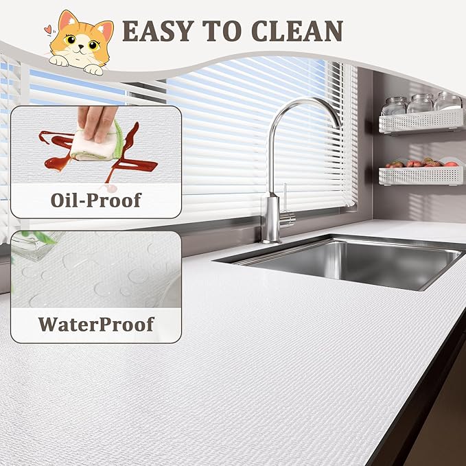 MIAONET Shelf Liner for Kitchen Cabinets Non-Adhesive Non-Slip Drawer Liners for Dresser, 12" x 120" Waterproof Washable Paper, Durable Protector Mat for Pantry Shelves Cupboards, White