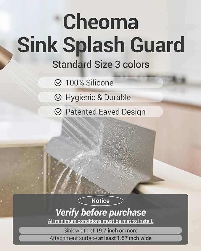19.7 inches 100% Premium Silicone Kitchen Sink Splash Guard - Non Slip Strong Suction, Durable, and Easy-to-Clean Splash Protector for Mess-Free Cooking and Dishwashing (Deep Green)