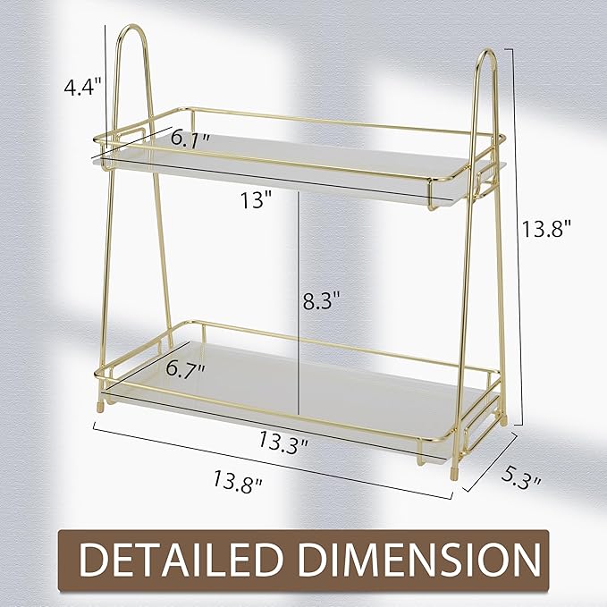 Bathroom Organizer Countertop, 2 Tier Bathroom Counter Organizer Tool-Free 10S Assembly, Acrylic Countertop Organizers Shelf for Vanity Dresser Skincare Kitchen Storage