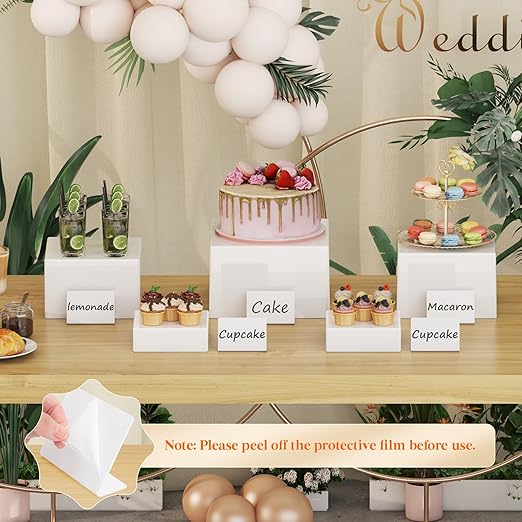 Lifewit 10 PCS Buffet Risers and Stands, Food Risers for Buffet Table, Catering Dessert Cake Holder for Party, Collectibles Jewelry Display Shelf, Nesting Cube Boxes, White, (6“,6",7.8",8.3",10")