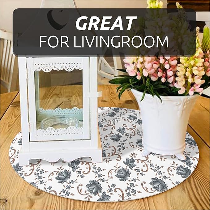 FIFTY FEET 18X96 Inch Shelf Liner for Kitchen Cabinets, PVC Drawer Liner for Dresser Non-Slip Bathroom, Non-Adhesive Cabinet Liner Washable (Black Floral)(5 Roll)