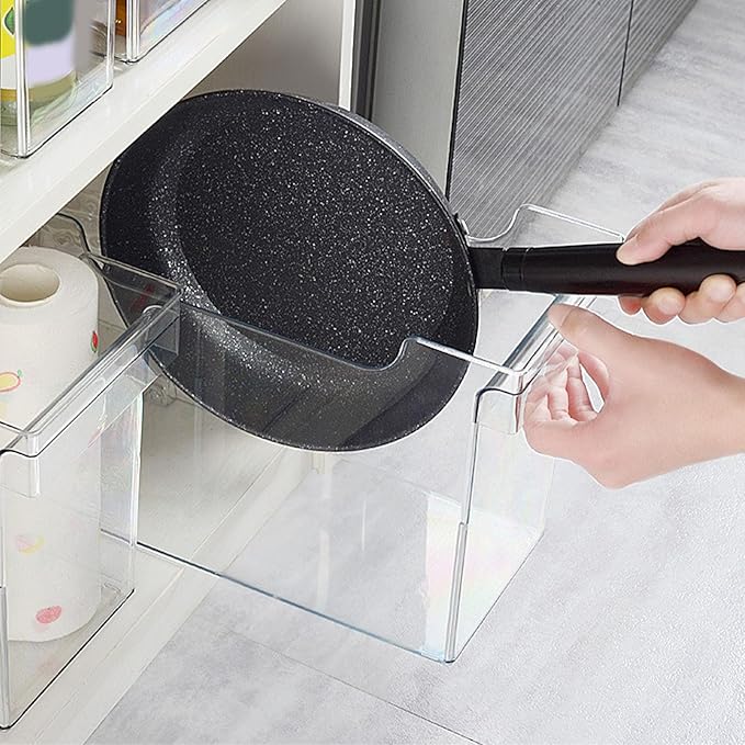 Clear Storage Bins Kitchen Organizer Multifunctional Cabinet Countertop Seasoning Storage Container for Pot Lid Box Durable PET Material 1000g