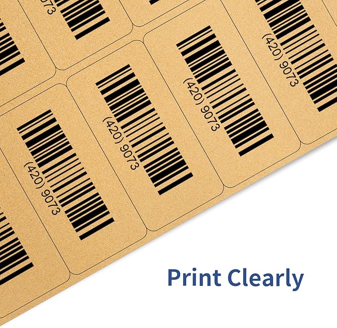 YEGAWEN Shipping Labels Stickers, 2"×4" Printable Mailing Label for Laser/Inkjet Printing- Matte, Permanent Adhesive Labels Stickers (Kraft Brown)