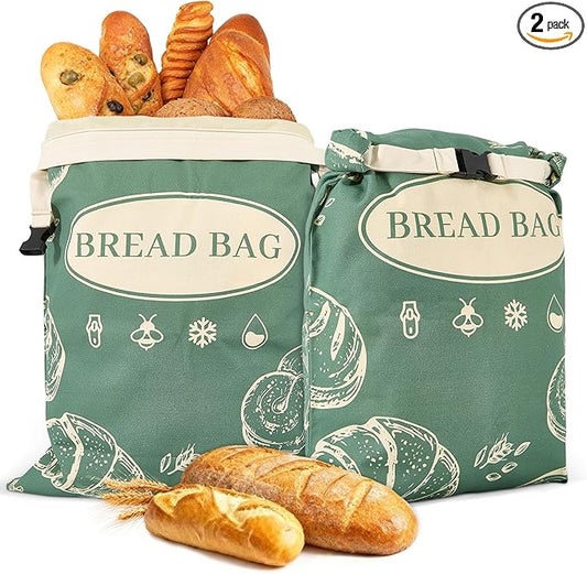 2 Pack Zippered Beeswax Bread Bags 17×13 Inch Large Cotton Sourdough Bread Bags Reusable Bread Storage Bags for Homemade Bread Freezer Safe for Bagel Croissant & Baguette Kitchen Baking Supplies