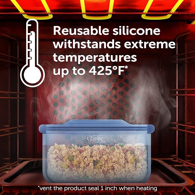 Ziploc Endurables Medium Pouch, 2 Cups, Reusable Silicone Bags and Food Storage Meal Prep Containers for Freezer, Oven, and Microwave, Dishwasher Safe (Pack of 4)