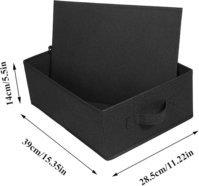 Decorative Storage Boxes for Organizing Clothes in a Dresser Collapsible Fabric Storage Bins Organizer Set with Handles for Bedding Clothes Toys Socks and More (Black)