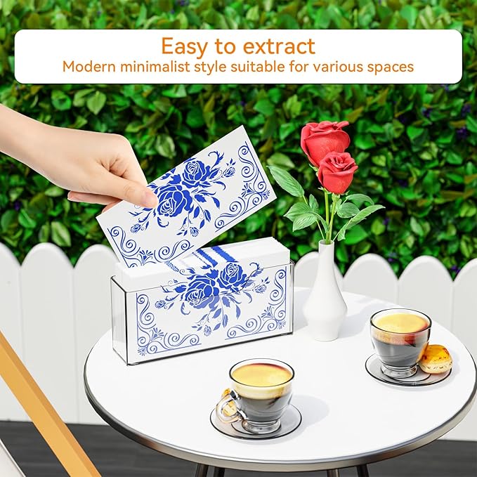 Yieach Acrylic Bathroom Napkin Holder - 9 Inch Long Vertical Guest Towel Holder Tray for Disposable Hand Towel,Clear Lucite Bathroom Napkins Guest Disposable Dispenser for Home,Hotel,Office, Pack of 1