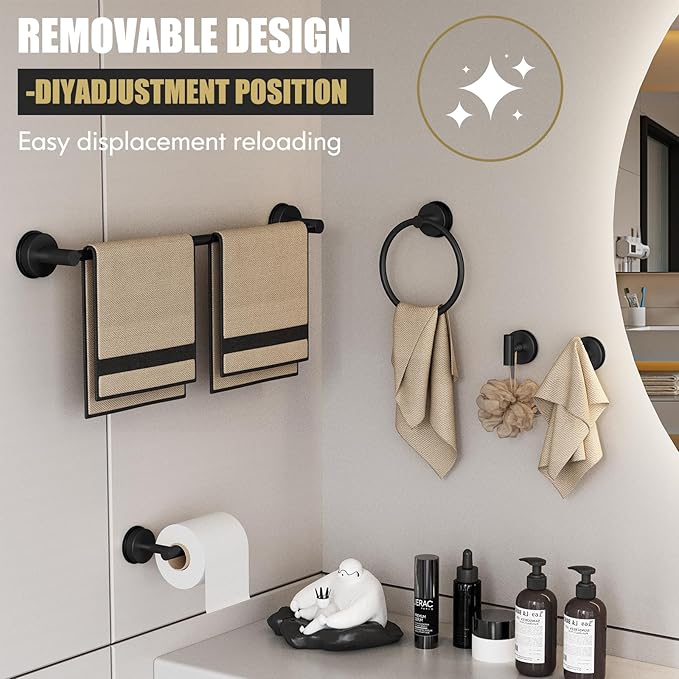 BKV Suction Cup Toilet Paper Holder,SUS 304 Stainless Steel Toilet Paper Holder Wall Mount for Bathroom,Kitchen-Matte Black