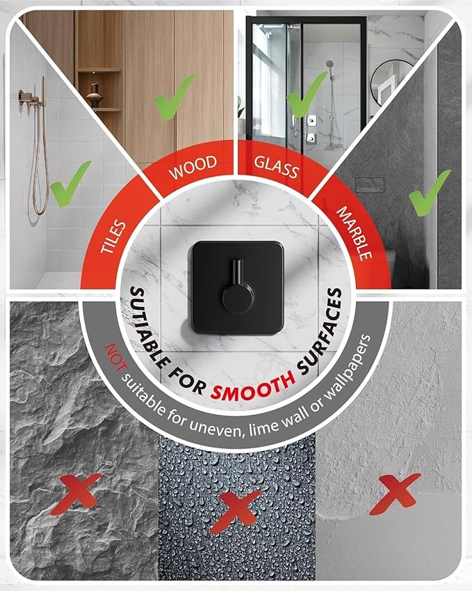 Adhesive Hooks Heavy Duty 30lb(Max) Wall Hooks, 5 Pack Damage Free Stainless Steel Hanger for Hanging Coat, Hat, Towel Robe, Waterproof Oilproof Rustproof Hook for Bathroom Shower Kitchen Office
