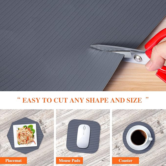 Mcrbeay Shelf Liners for Kitchen Cabinets, Non-Adhesive Drawer Liner, 17.5 Inch x 10Ft(120 Inch), Non-Slip, Strong Durable, Waterproof for Kitchen Cabinet Liner, Shelves, Storage, Desks, Dark Gray