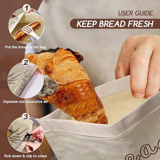 fufeisi Beeswax Bread Bags for Sourdough, 2 Pack Reusable Bread Bag for Storage XL 17x13 Inch, Large Linen Bags for Homemade Sourdough - Keep Fresh, Freezer Safe