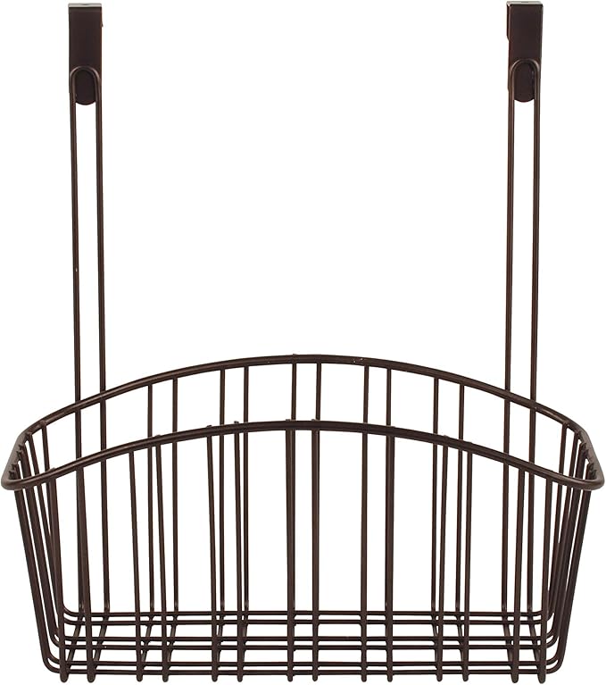 Spectrum Contempo Arched Over the Door Cabinet Organizer Storage Basket for Kitchen Bathroom Under Sink Storage, Fits Most Cabinet Doors Heavy Duty Steel Wire Hanging Basket Kitchen Organizer, Bronze