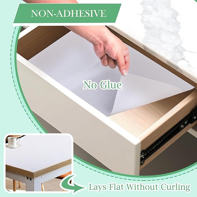 Cabinet Shelf Liners 24 Inch Wide X 20 Ft Non-Slip Drawer Mat for Kitchen Cabinet Washable Shelf Paper for Shelves Non-Adhesive Refrigerator Liner Strong Grip Mat for Drawers,Cupboard, Pantry, Bedroom
