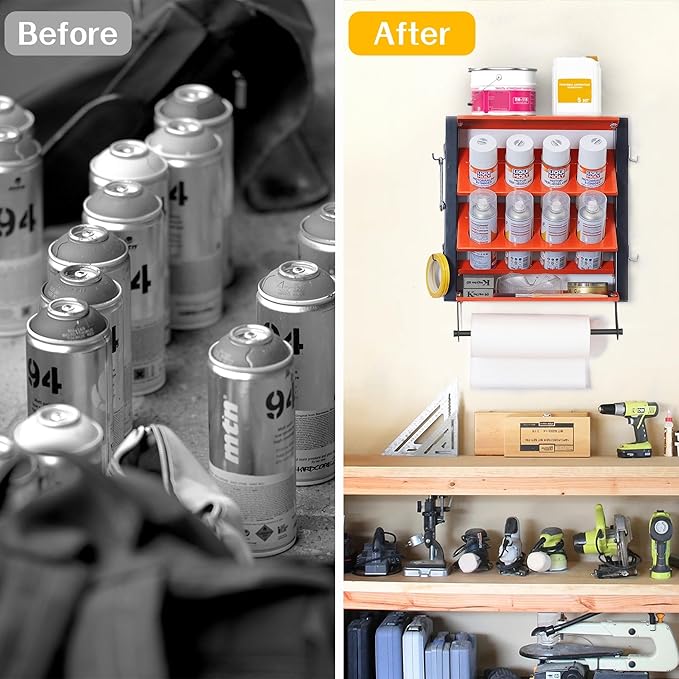 TORACK Spray Paint Can Holder Wall Mount, Heavy Duty Metal Spray Can Holder for Garage, Paint Can Storage Rack for Shop, Holds Up to 100 lbs