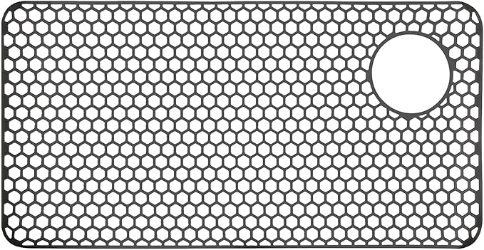 Myirxcv Silicone Sink Mat, 28.62"x 14.76" Heat-resistant Sink Protectors, Drying Mats for Kitchen of Bottom Farmhouse Porcelain Stainless Steel, Kitchen Accessory, Right & Left Drain（Grey）