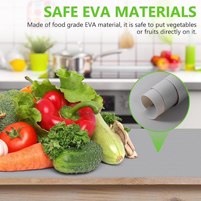 Light Gray Shelf Liners for Kitchen Cabinets Non Adhesive Drawer Liner for Bathroom Waterproof Refrigerator Liners for Shelves Fridge Plastic Mats Cabinet Cupboard Liner 17.5 x 236.2 Inches x 2 Rolls