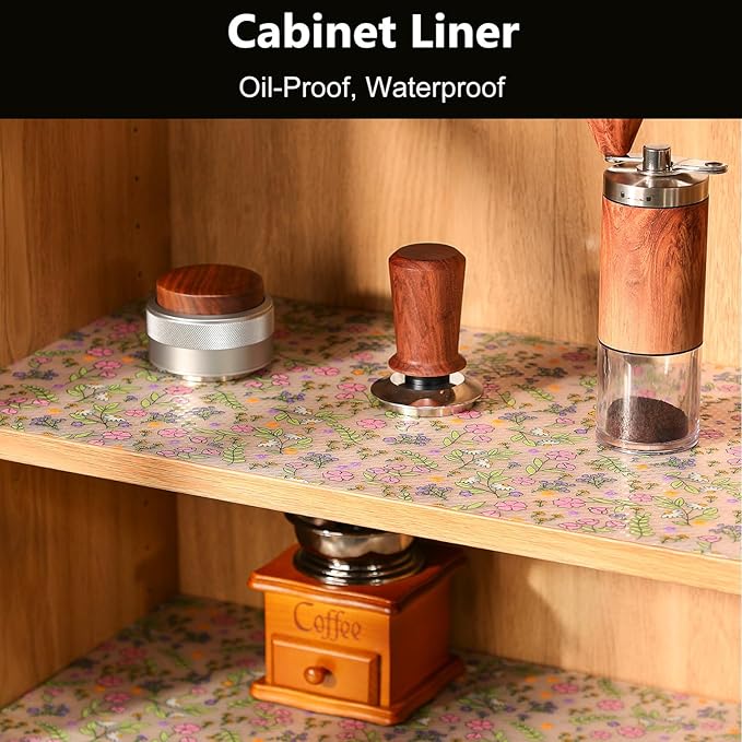 INNOLITES Shelf Liners for Kitchen Cabinets, Non-Adhesive Drawer Liner, Waterproof Shelf Paper Pink Floral, Durable Easy to Clean for Refrigerator, Shelves (Pink Rose, 23.6" x 118")
