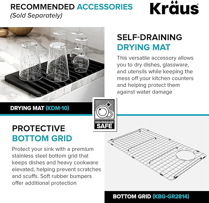 KRAUS Kitchen Sink Bellucci 32” Undermount Workstation Granite, Metallic Gray, Accessories, KGUW2-33MGR