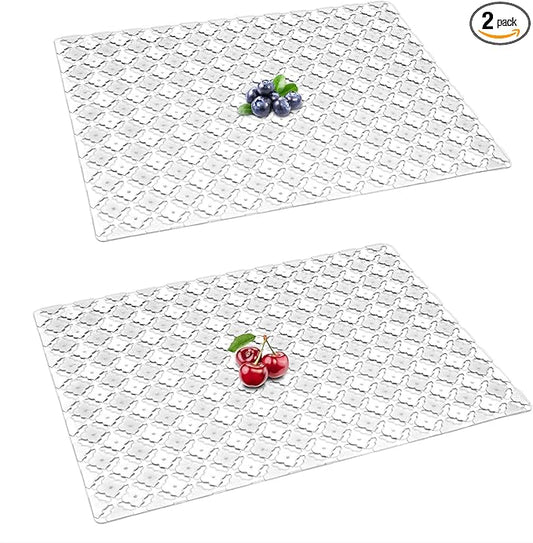 Qulable 2Pack Kitchen Sink Mat for Stainless Steel/Ceramic Sinks, PVC Eco-friendly Protectors for Bottom of Kitchen Sink, Adjustable, Fast Draining, Dots Design, 11.8x15.7 (Translucent)