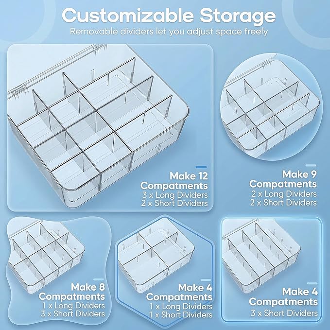Tea Bags Organizer: Extra Large Tea Bag Holder - Clear Plastic Storage Box with Lids, Stackable Tea Packet Organizer for Countertop Pantry