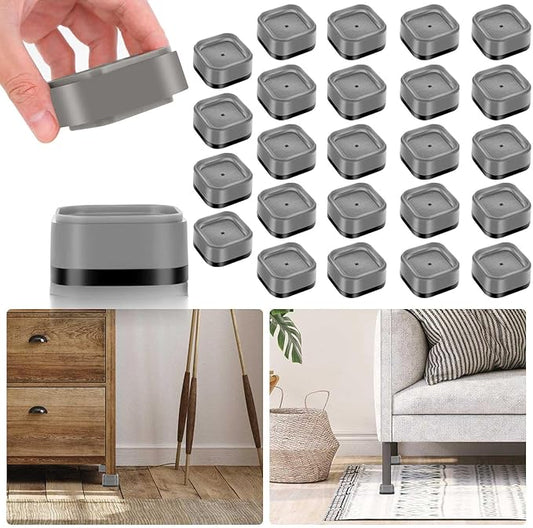 24 Pack Furniture Risers 1, 2 or 3 Inch, Adjustable Bed Risers Heavy Duty For Table Desk Couch Chair Sofa Cabinet Bed Legs Dorm, Square Stackable Bed Raisers Blocks Lift Height 1", 2" or 3", Grey