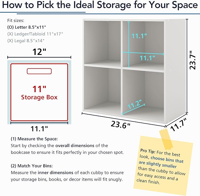 Homes: Inside + Out Apexa 2-Cube Storage Organizer Shelves, Stackable Wood Bookcase Fits Cubby Bins for Organization, Dorm Teen Room Decor & Home Office, Black