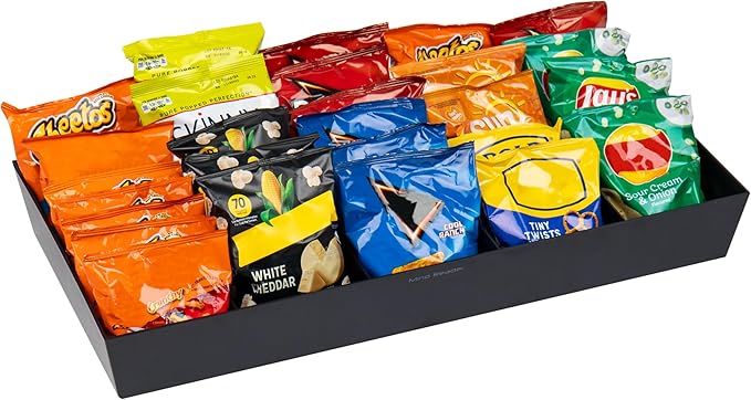Mind Reader Snack Tray, Countertop Organizer, Snack Tray, Pantry, Breakroom, Kitchen, 24"L x 12"W x 3.25"H, Black