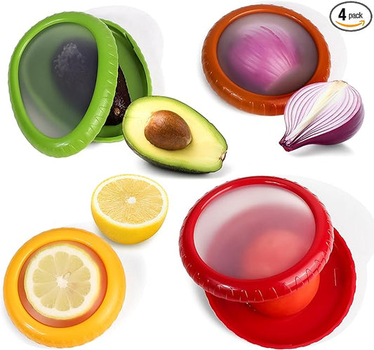 Built-Way Fruit Storage Containers for Fridge | Fruit Vegetable Storage & Produce Storage | Space-Saving Produce Containers for Fridge (Yellow/Red/Green/Orange)