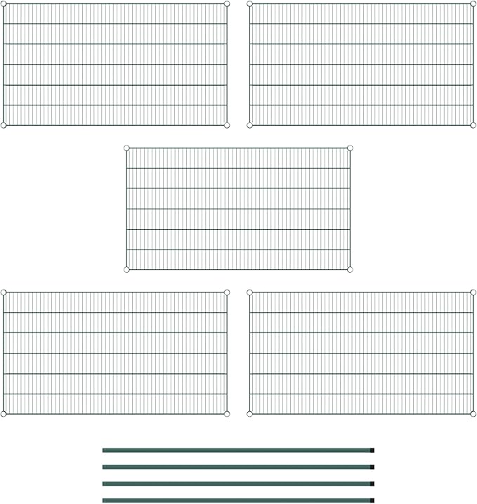 Commercial NSF Listed Green Epoxy Stationary Wire Shelving Kit 30" x 54" x 64", with 5 Shelves Perfect for Warehouse, Walk-in Refrigerator, Freezer, Grocery Store, Restaurant, Dishroom