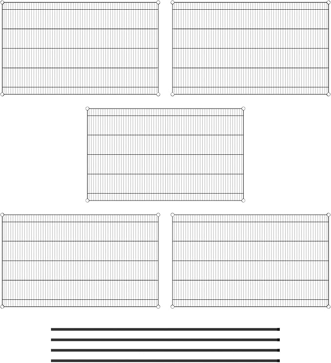 Commercial NSF Listed Black Epoxy Stationary Wire Shelving Kit 36" x 60" x 86", with 5 Shelves Perfect for Warehouse, Walk-in Refrigerator, Freezer, Grocery Store, Restaurant, Dishroom